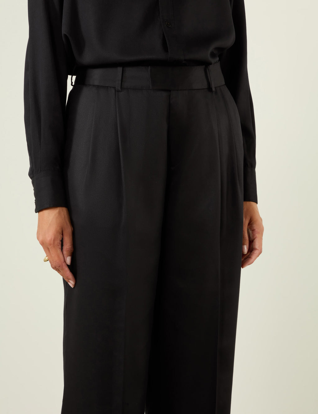Rampling Trouser: TENCEL™ Lyocell Satin, Black