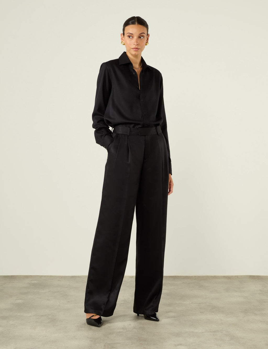 Rampling Trouser: TENCEL™ Lyocell Satin, Black