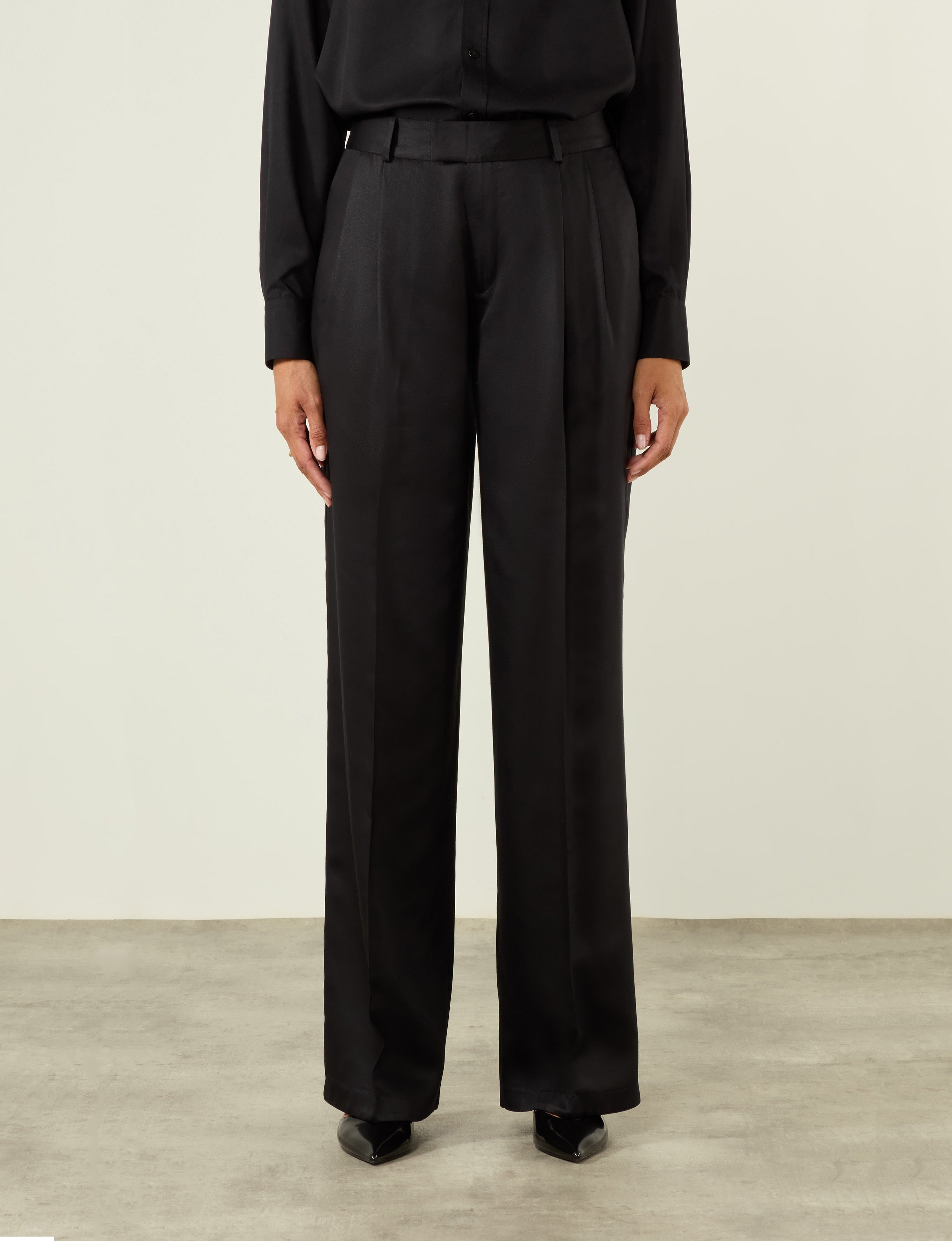 Rampling Trouser: TENCEL™ Lyocell Satin, Black