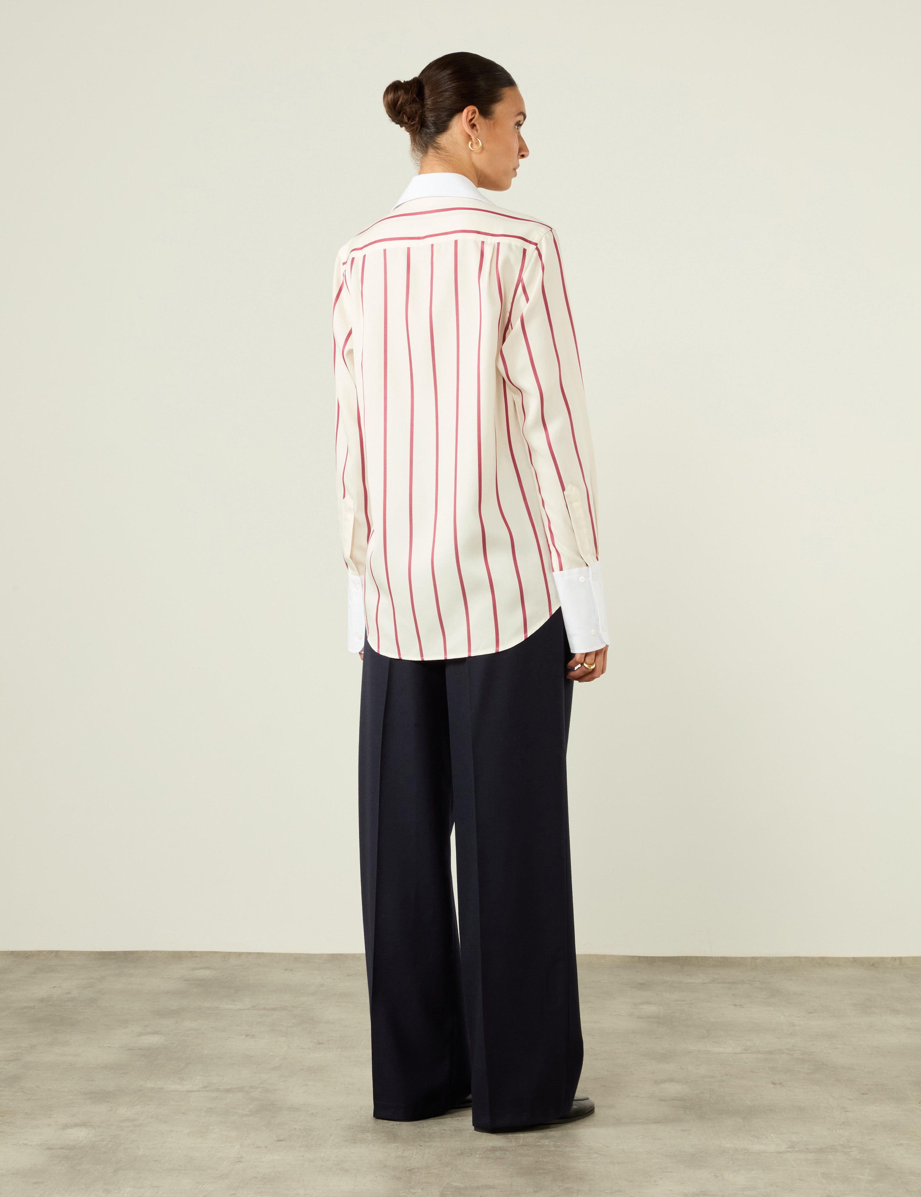 The Boyfriend Exaggerated Cuff: TENCEL™ Lyocell, Burgundy Stripe