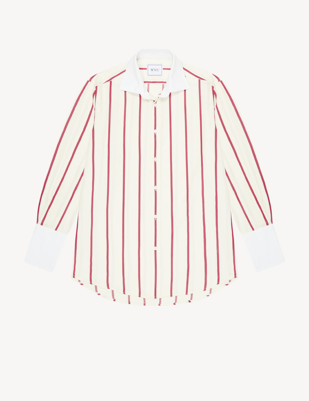 The Boyfriend Exaggerated Cuff: TENCEL™ Lyocell, Burgundy Stripe