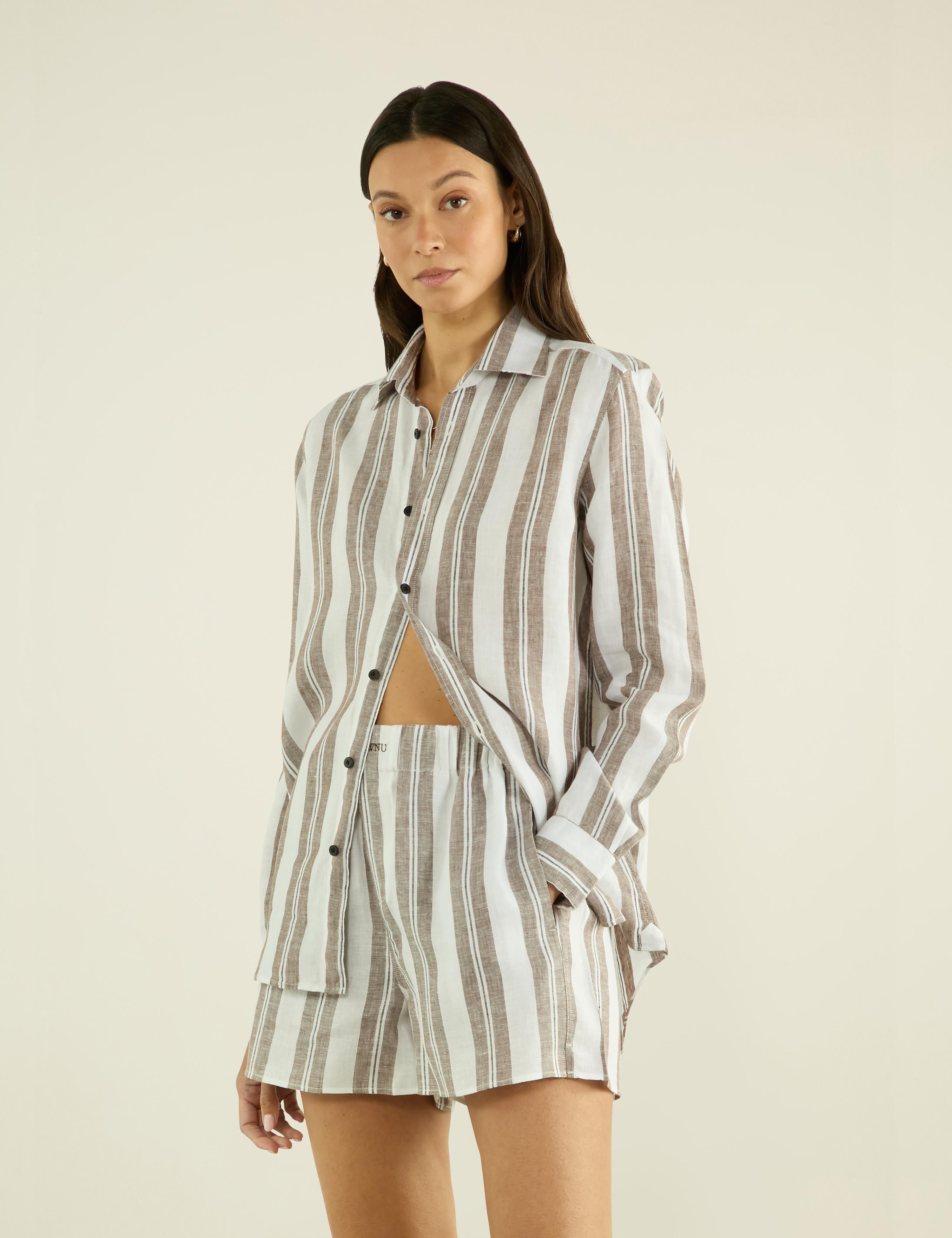 The Boxer: Linen, Mocha and Black Multi Stripe