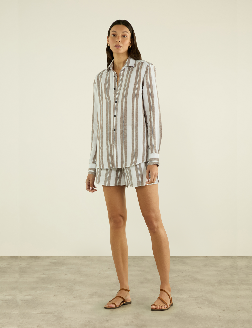 The Boxer: Linen, Mocha and Black Multi Stripe